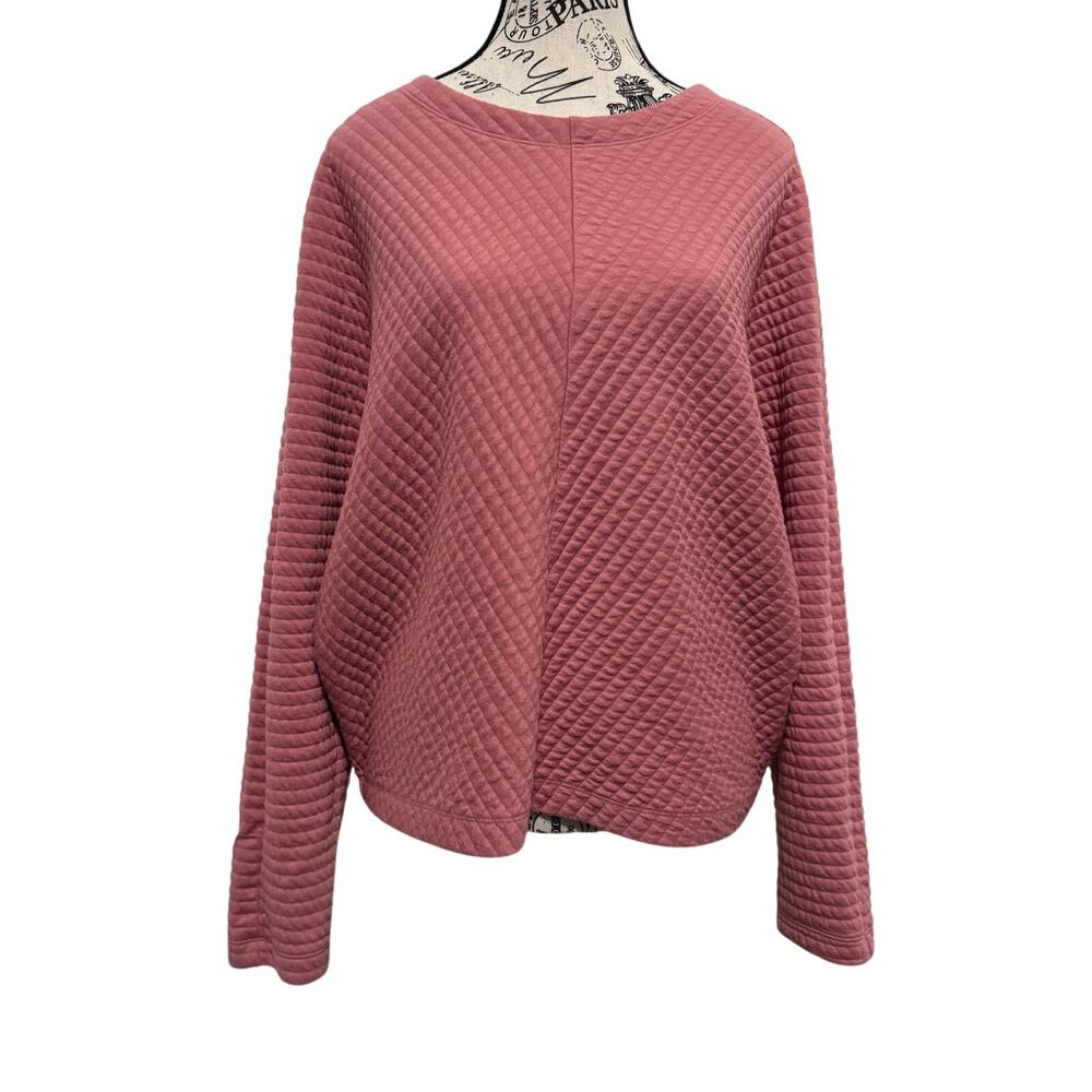 A New Day Womens Large Mauve Pink Quilted Textured Crewneck Pullover Sweatshirt